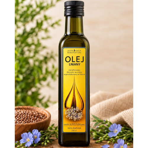Olej lniany 250 ml | Oleje tłoczone na zimno | Osada Zdrowienia