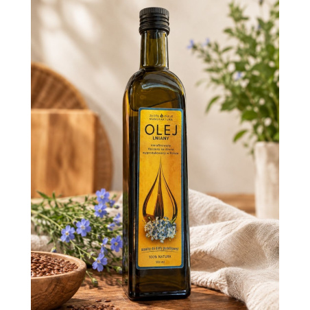 Olej lniany 500 ml | Oleje tłoczone na zimno | Osada Zdrowienia
